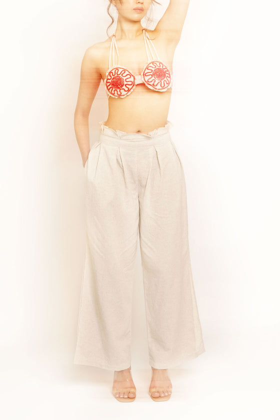 Mayra highrise box pleated linen pants (Custom Made)