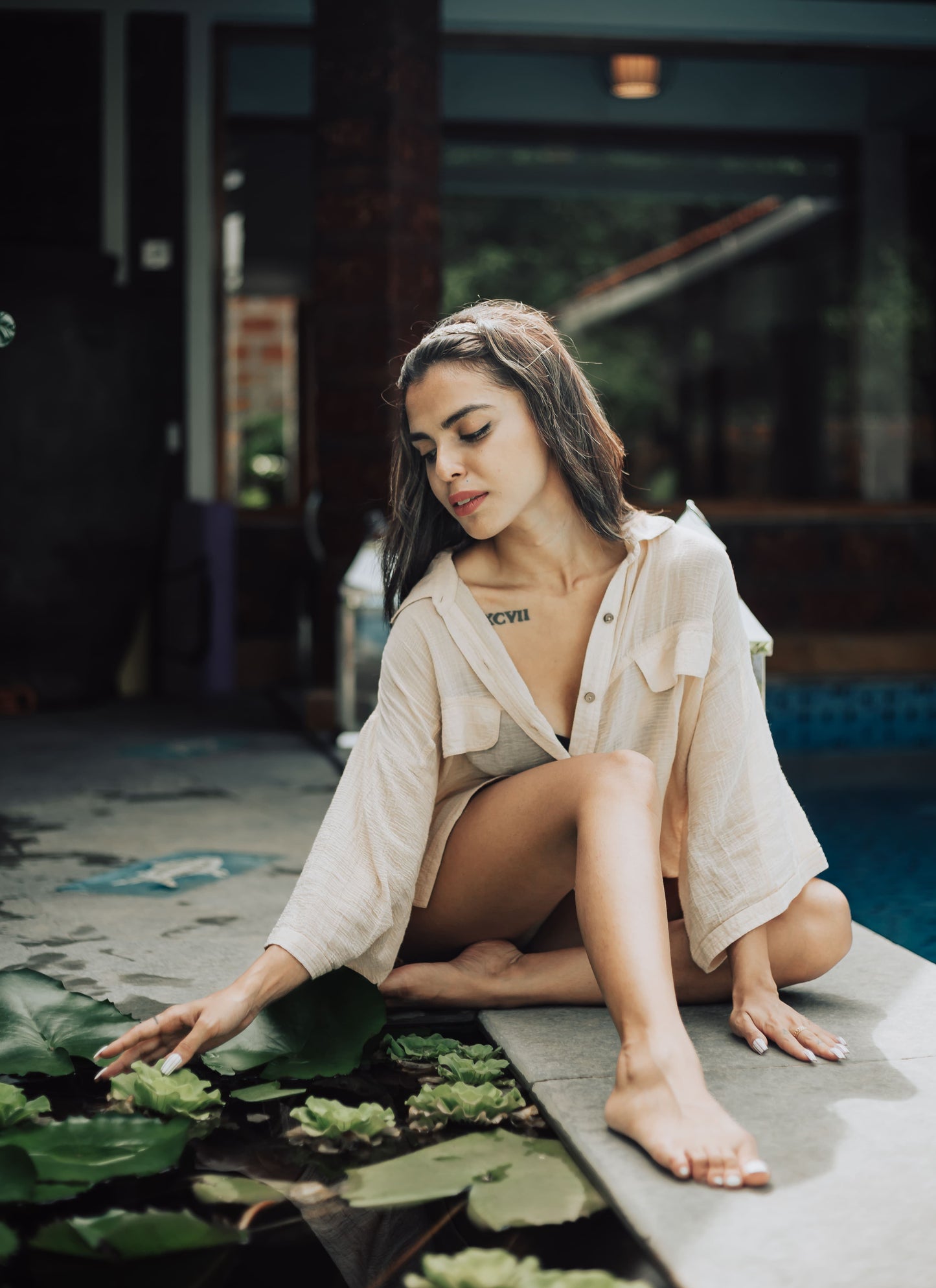 Ankana Ghosh in Adelia boyfriend shirt with lace inserted at the back