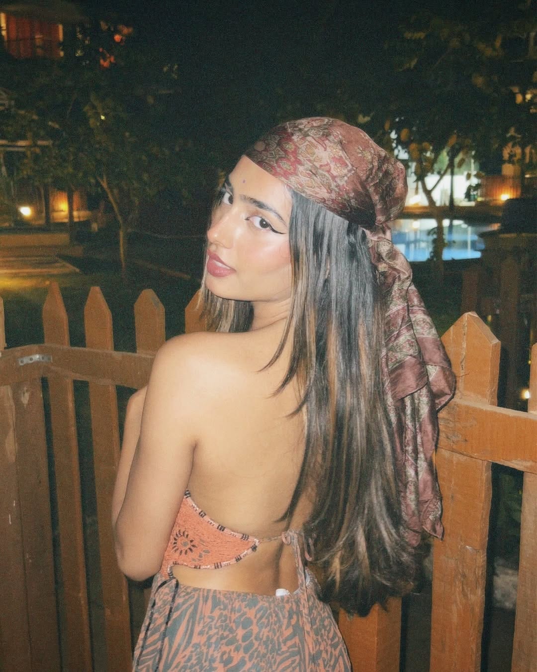 Ayna in Flamingo lily backless long dress