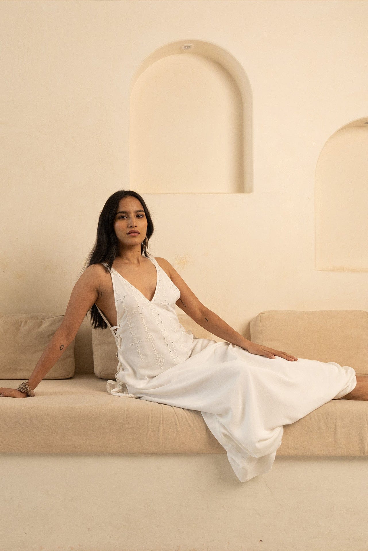 Pearly Trinklet White Dress