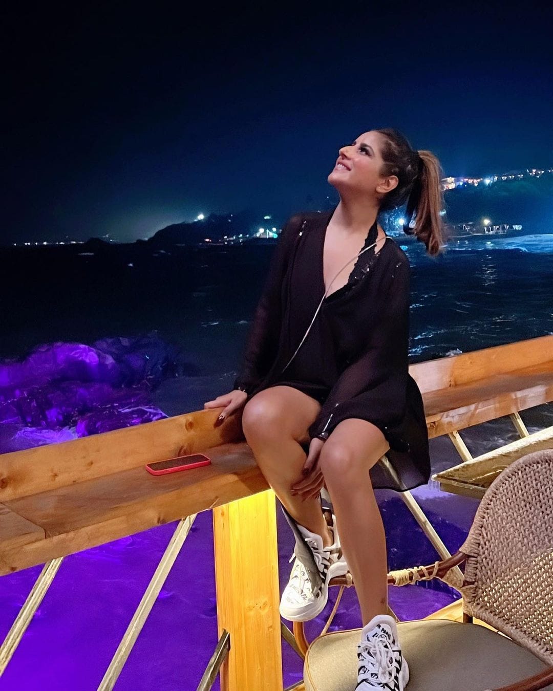 Preeti Pahuja in Loyka asymmetrical blouse.