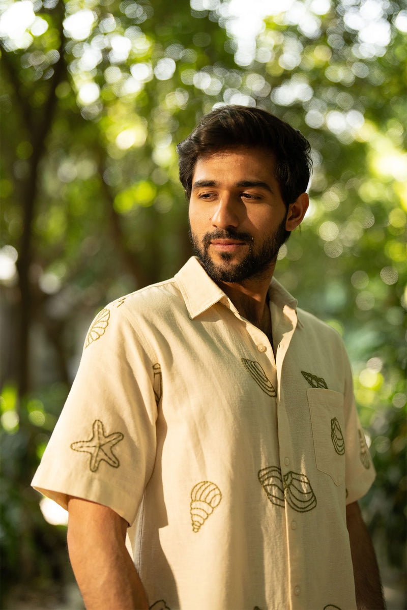 Green embroidery shirt