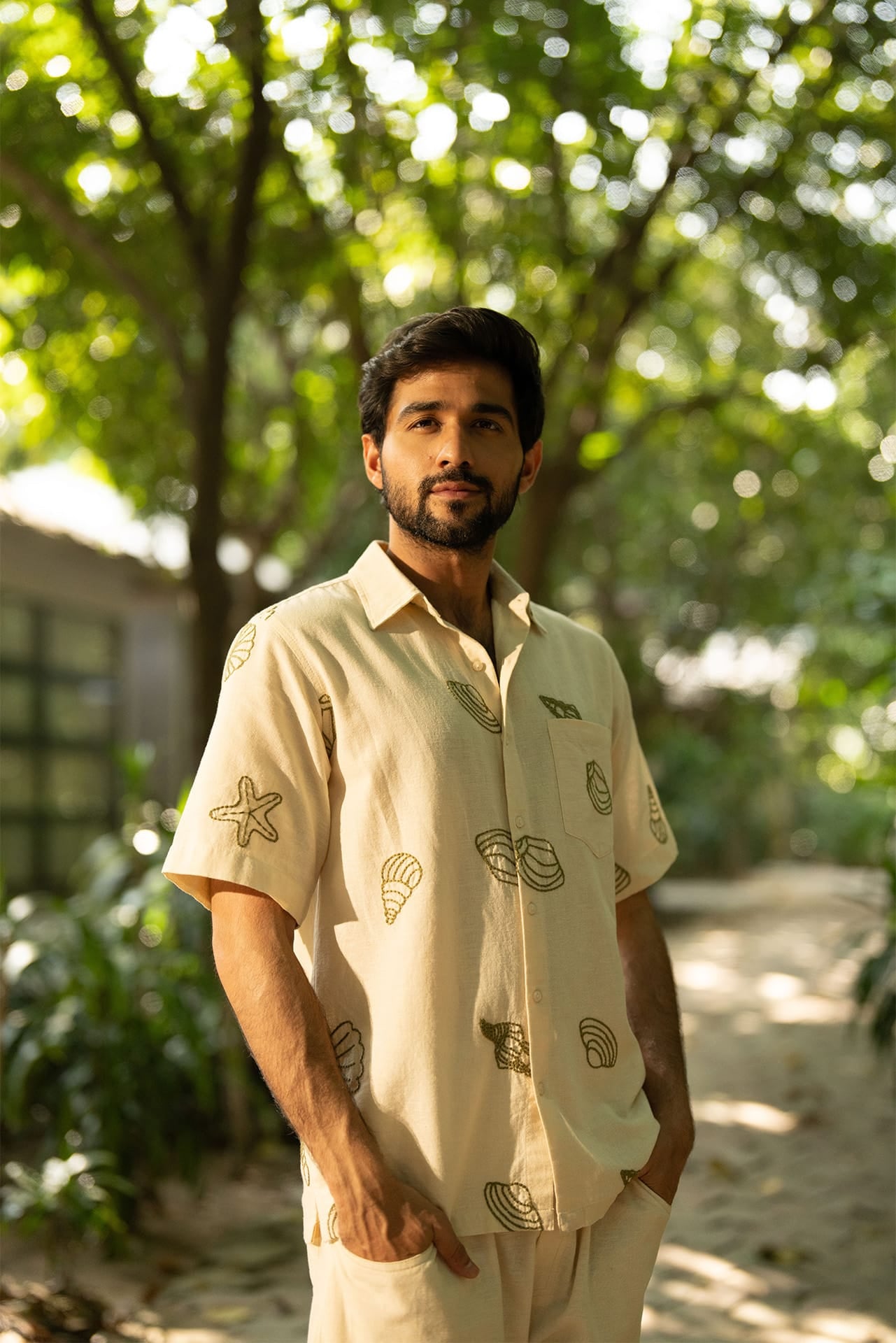 Green embroidery shirt