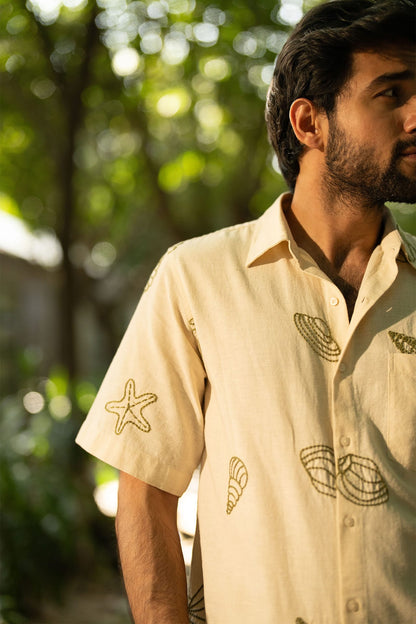 Green embroidery shirt