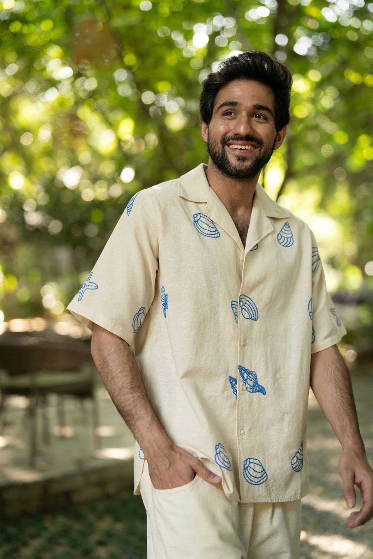 Blue embroidery shirt