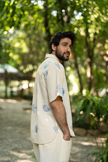 Blue embroidery shirt