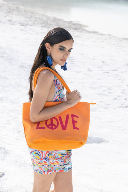 South side brush painted canvas tote