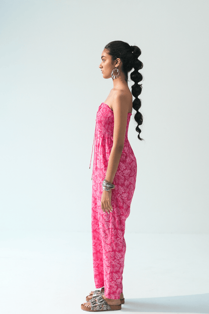 Cherry charm off-shoulder jumpsuit