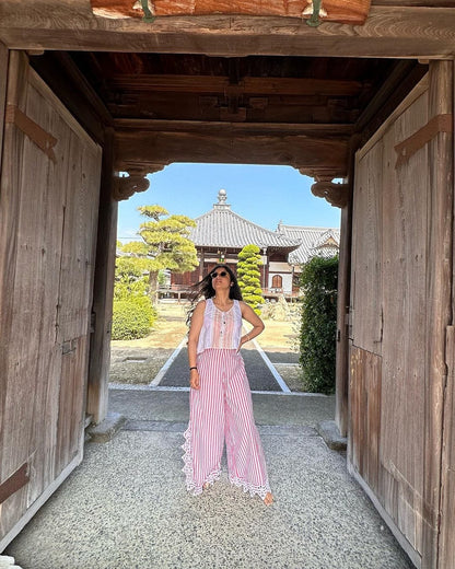Ankita sahigal in Garnate striped crop top