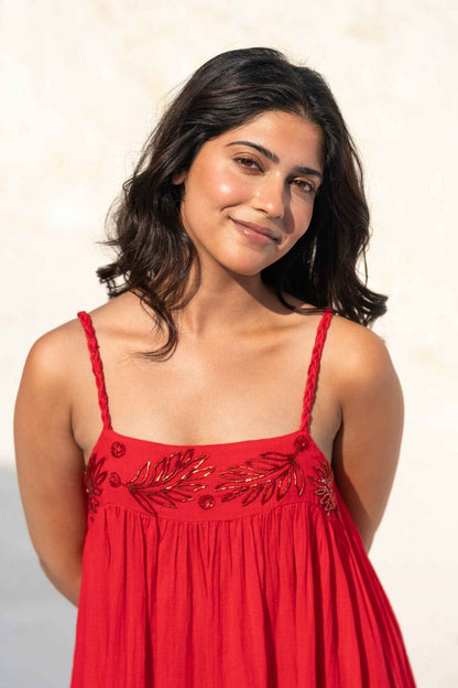 Scarlet Embellished Yoke Long Dress