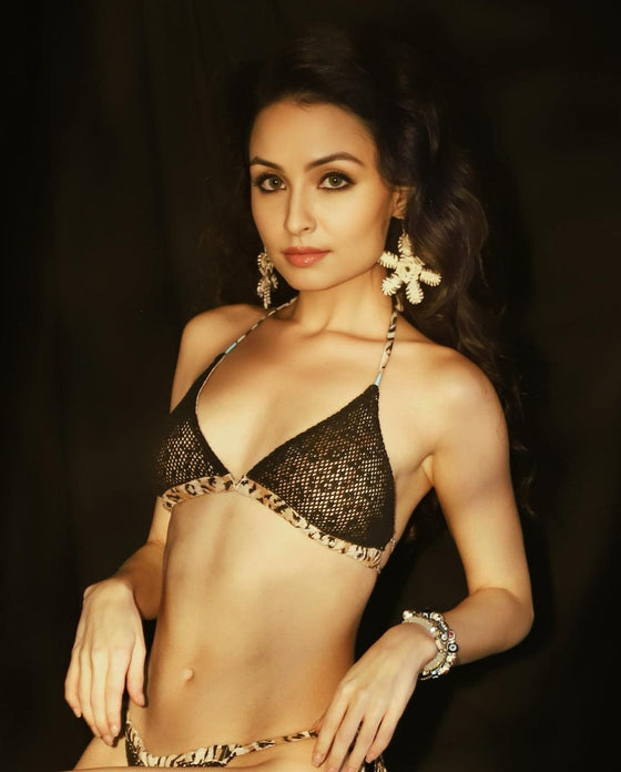 Orvana Ghai in ZZ net-layered bikini & brief set
