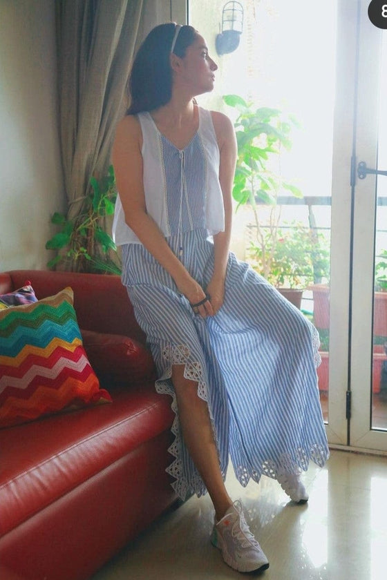 Ankita Lokhande in Pearl striped crop top