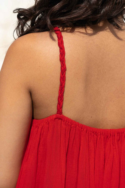 Scarlet Embellished Yoke Long Dress