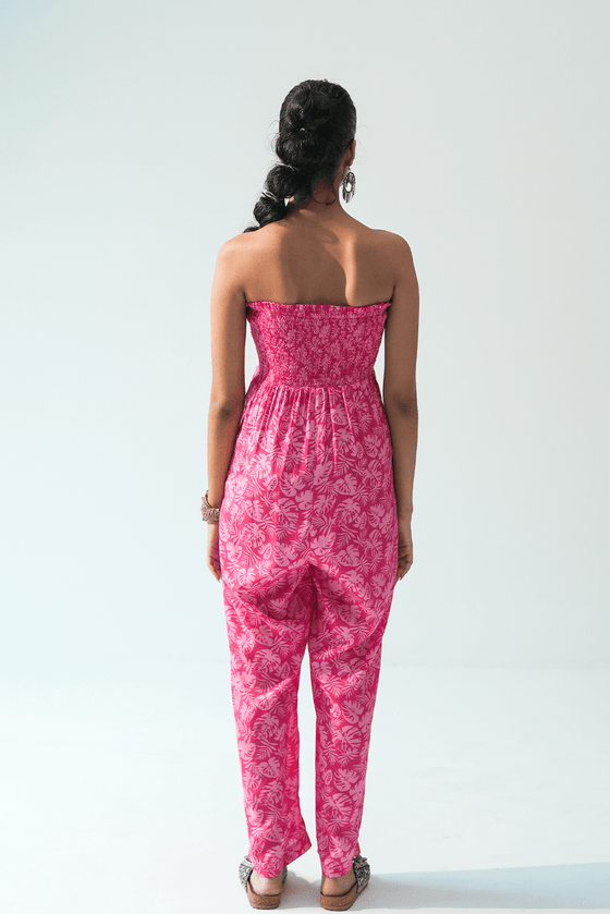 Cherry charm off-shoulder jumpsuit