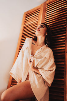  Ankana Ghosh in Adelia boyfriend shirt with lace inserted at the back