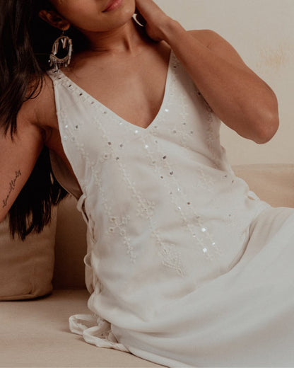 Pearly Trinklet White Dress