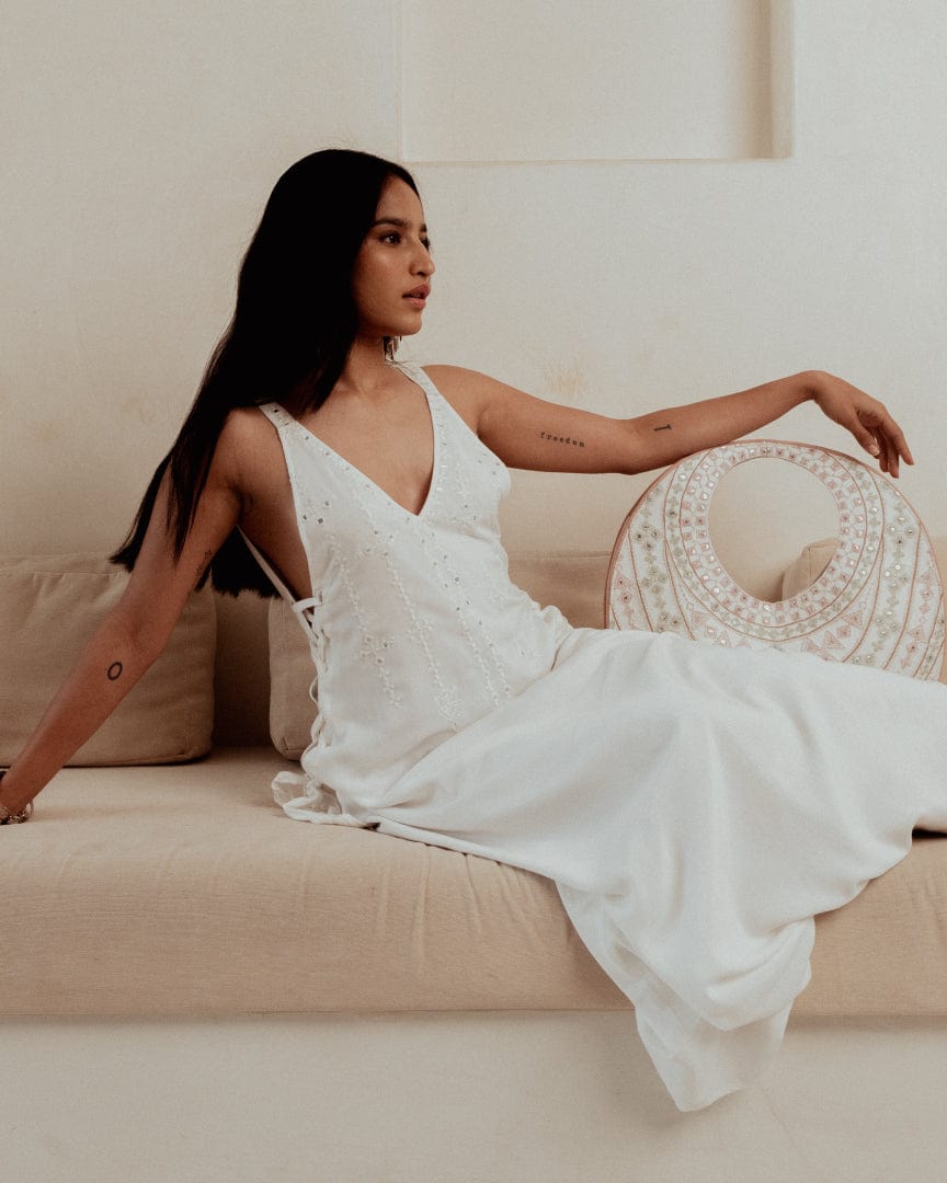 Pearly Trinklet White Dress