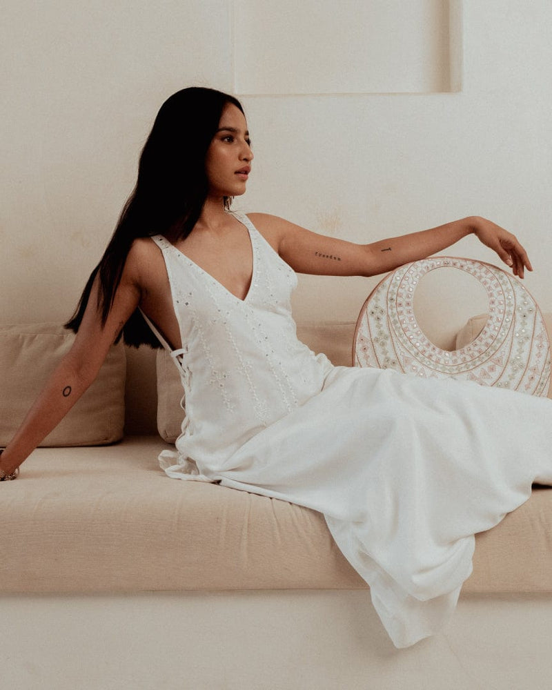 Pearly Trinklet White Dress