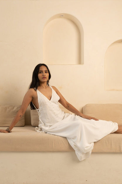 Pearly Trinklet White Dress