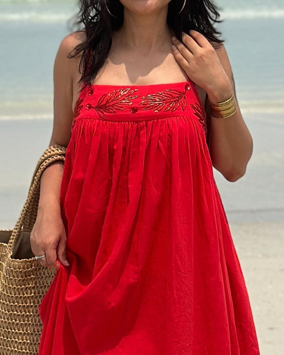 Anupriya Kapur in Scarlet Embellished Yoke Long Dress