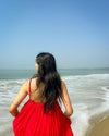 Onella in Scarlet Embellished Yoke Long Dress