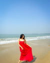 Onella in Scarlet Embellished Yoke Long Dress