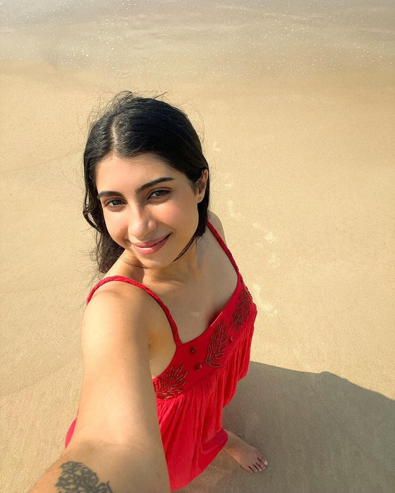 Onella in Scarlet Embellished Yoke Long Dress