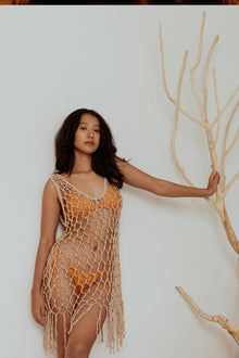  Klara mango orange cotton lace fabric bikini and brief set