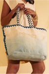 Kyla blue shaded cotton terry towel tote bag