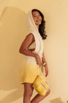 Thalassa yellow and white cut off hoodie dress