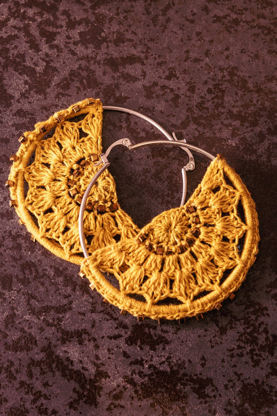 Bloom yellow crochet earrings