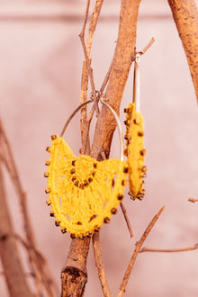  Bloom yellow coloured chand bali crochet earrings