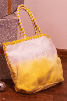  Cove yellow shaded cotton terry towel tote bag