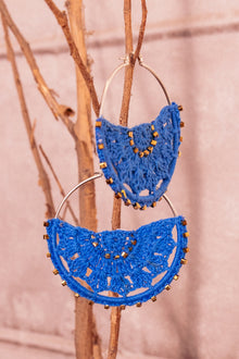  Beryl blue coloured chand bali crochet earrings