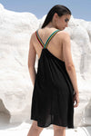 Fire & ice black dress with multi color rib
