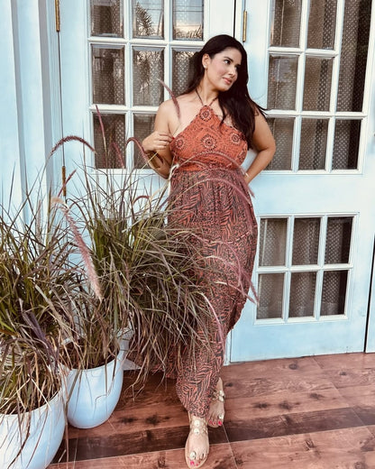 Taanya Hooda in Flamingo lily backless long dress