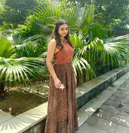 Varnikaa Singh in Flamingo lily backless long dress