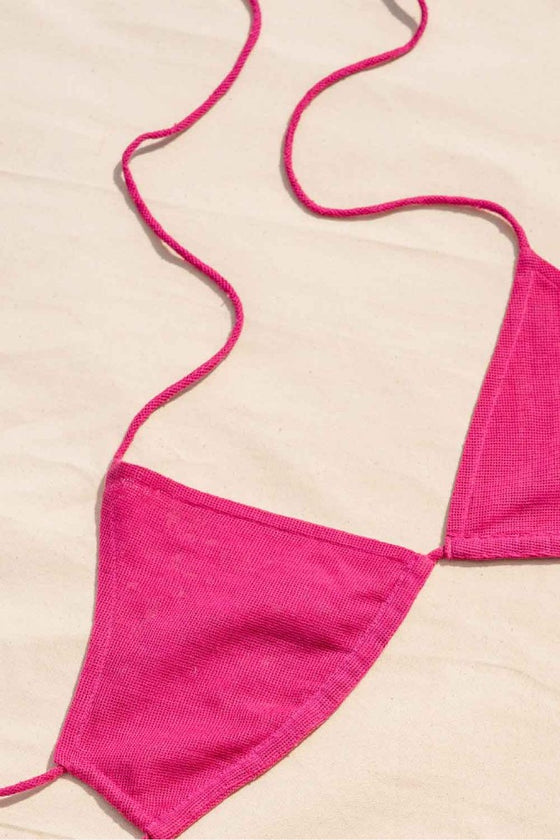 The pink robbin cotton net bikini top & brief set